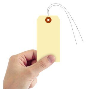 WIRED INVENTORY TAGS #5 Manilla Cardstock Hanging Tag 100 Pk 4-3/4" x 2-3/8" New